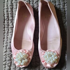 kate spade satin ballet flats with pearl design size 7.5